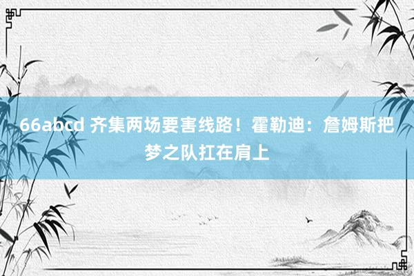 66abcd 齐集两场要害线路！霍勒迪：詹姆斯把梦之队扛在肩上