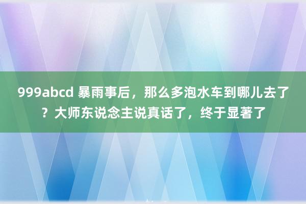 999abcd 暴雨事后，那么多泡水车到哪儿去了？大师东说念主说真话了，终于显著了