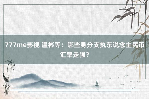 777me影视 温彬等：哪些身分支执东说念主民币汇率走强？