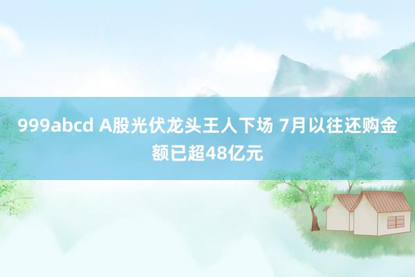 999abcd A股光伏龙头王人下场 7月以往还购金额已超48亿元