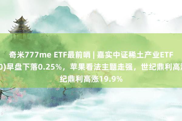 奇米777me ETF最前哨 | 嘉实中证稀土产业ETF(516150)早盘下落0.25%，苹果看法主题走强，世纪鼎利高涨19.9%